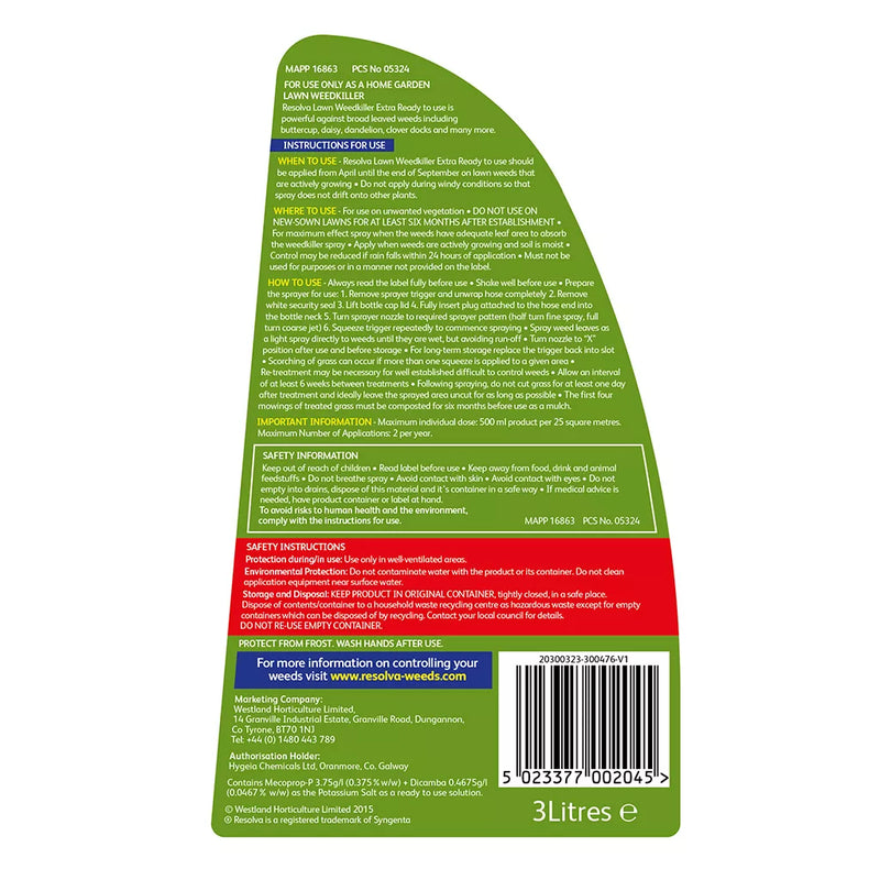 Westland Resolva Lawn Weedkiller Ready-To-Use 1L