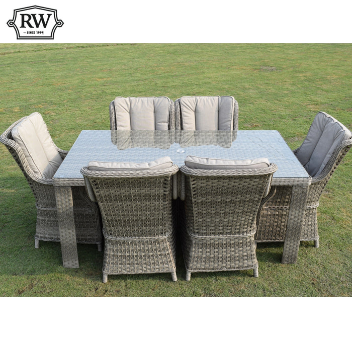 Hampton - 6 Seat Set with Rectangle Table Sand Colour Cushions