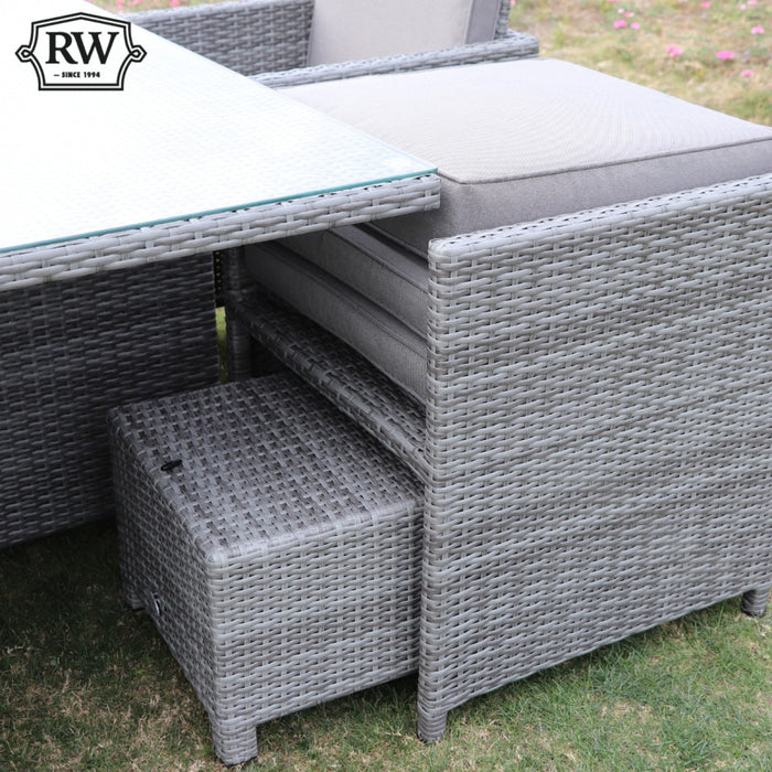 Cuba - 4 Seat Cube Set with Square Table Light Grey