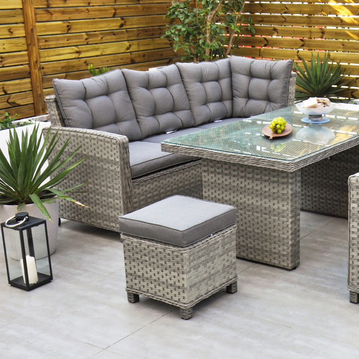 Bali - Corner Sofa Set with Rectangular Table Grey