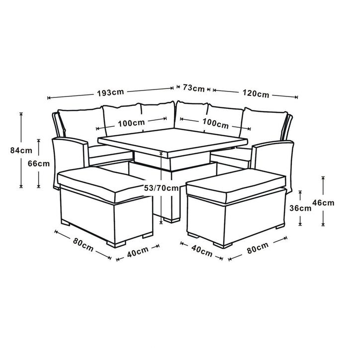 RW - Corner Sofa Set with Square Table Natural