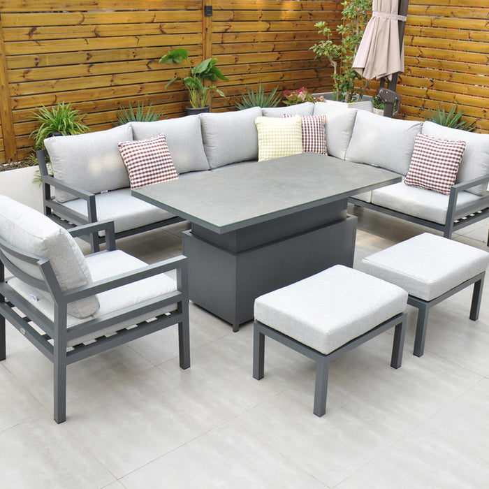 Panama Corner Set with SQ Rising Table & Chairs (Dark Grey)