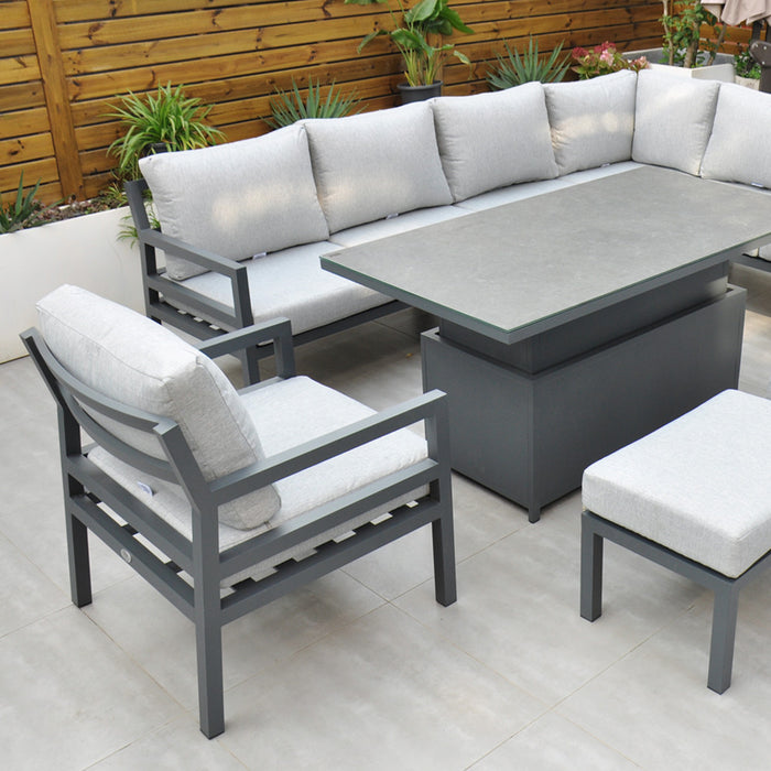 Panama Corner Set with SQ Rising Table & Chairs (Dark Grey)