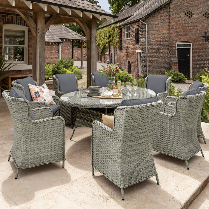 Vienna - 8 Seater Set with Oval Table (Grey)