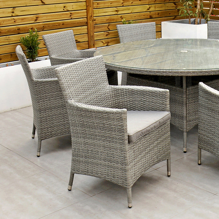 Cuba - 8 Seat Set with 170cm Round Table Light Grey